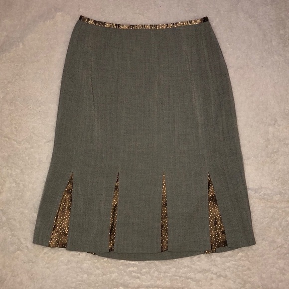 Chadwick's Skirt Herringbone Polka Dot Flare - Picture 1 of 4